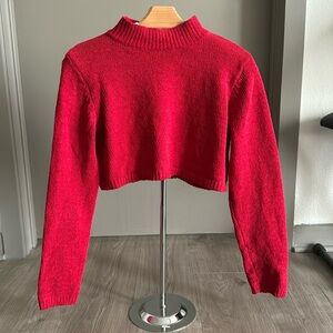 Red Cropped Sweater - Size M